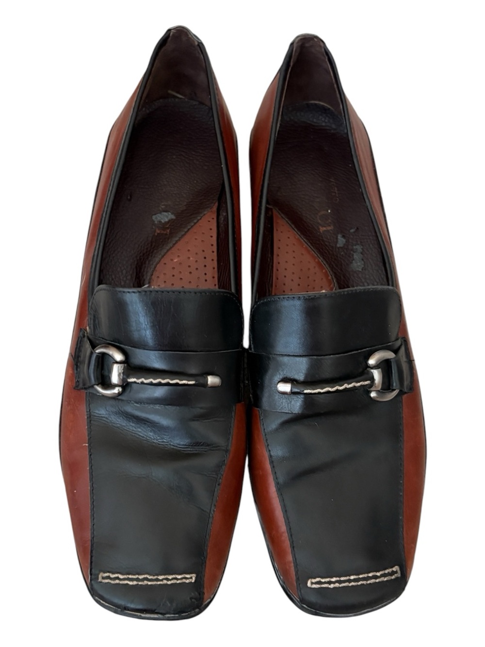Sesto Meucci Catrice Two Tone Leather Horsebit Loafers Italy 8N